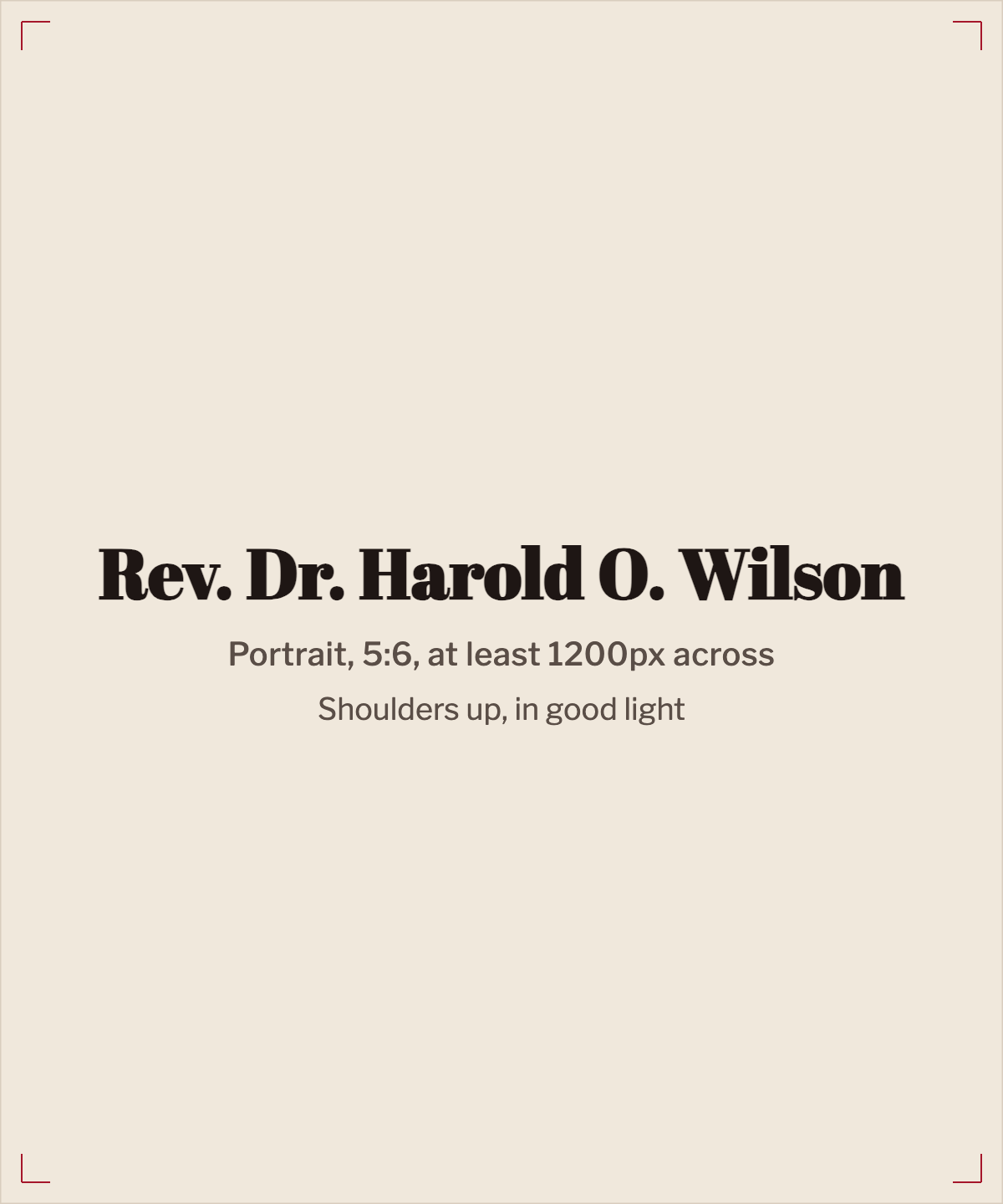 Placeholder for a portrait of Rev. Dr. Harold O. Wilson